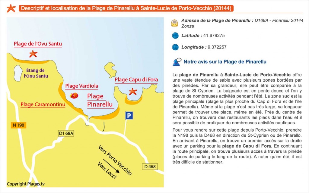 Descriptif de la plage de Pinarellu